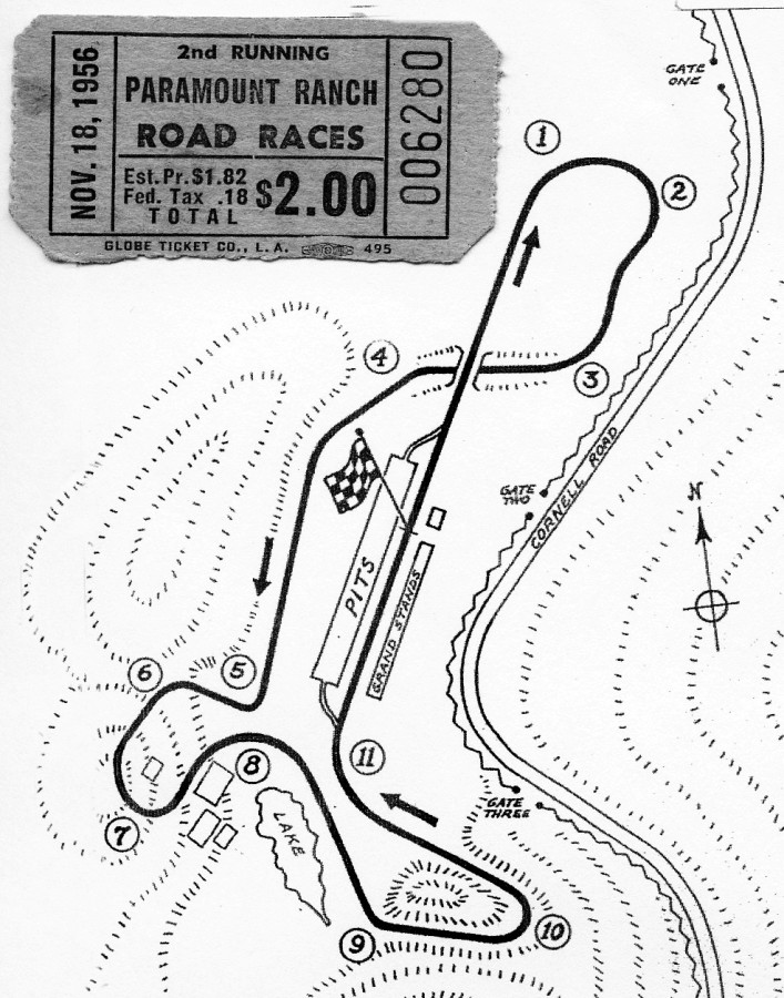 Map of original road course at the Paramount Ranch